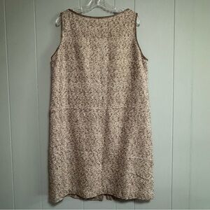 JONES NEW YORK Taupe Cream Metallic Gold Tweed Shift Dress Sleeveless Size 16